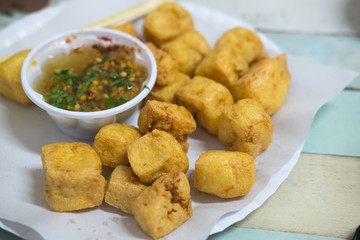 fried Bean curd served with sweet and sour spicy sauce.
