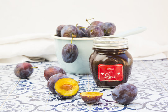 Saucepan of plums