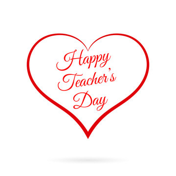 Vector Happy Teacher s Day inside red heart