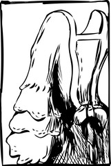 Outlined 18th Century Dress with Bow on Back