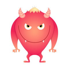 Red sly monster with horns. Eps10 vector illustration.