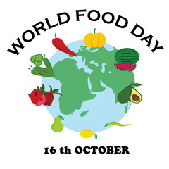 Vector illustration of Earth made of healthy food.