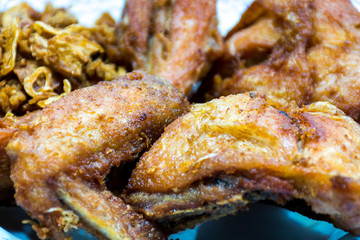 Chicken fried with onion fried, famous food from HatYai, Songkhl
