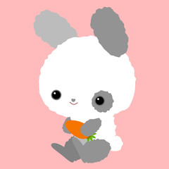 Cute baby bunny with a carrot. Children's character. Rabbit.
