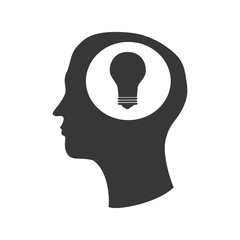 human head profile with icon silhouette. vector illustration