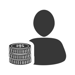 avatar man person social user with money coin icon silhouette. vector illustration