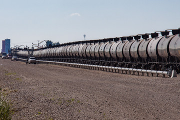 Tank Cars Being Loaded With Crude Oil