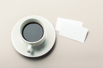 Blank card with coffee cup with space