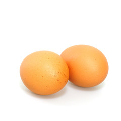 Fresh hen eggs isolated on white background