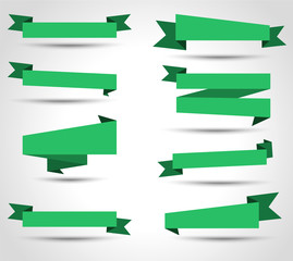Set of ribbon vector, green banner