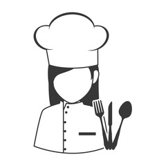 avatar food chef woman with icon silhouette. vector illustration