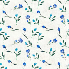 Seamless pattern with blue flowers