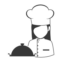 avatar food chef woman with icon silhouette. vector illustration