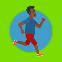 Young man running vector illustration.