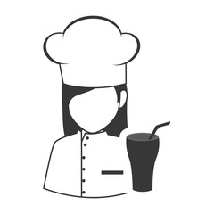 avatar food chef woman with icon silhouette. vector illustration