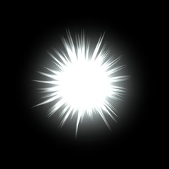 Lighting ball orb or star with flare in space