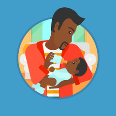 Father feeding baby vector illustration.