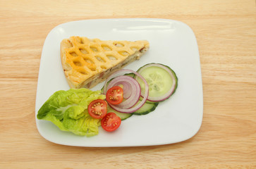 Chicken pie and salad
