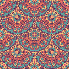 Seamless ethnic pattern with mandala.