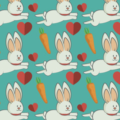 cute rabbit animal and orange carrot vegetable. bunny background. colorful design. vector illustration