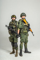 Group of russian soldiers  on white background