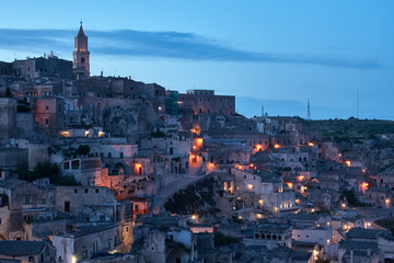 Città di Matera di notte