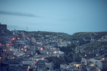 Città di Matera di notte