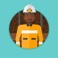 Confident miner in hardhat vector illustration.