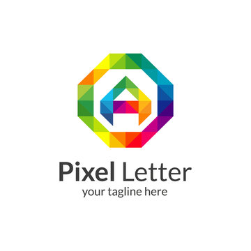 Pixel A letter logo. A logo template