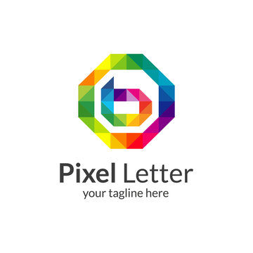 Pixel b letter logo. B logo template