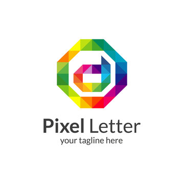 Pixel D letter logo. D logo template