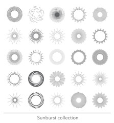 Sunbursts collection. Vector illustration.