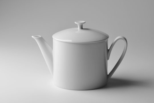 Cylindrical teapot white porcelain
