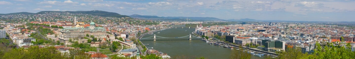 Fototapeta na wymiar Panorama of Budapest in a cloudy day