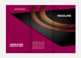 Fototapeta premium Vector modern blue tri-fold brochure design template with colorful abstract 3d background 