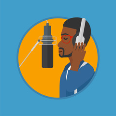 Singer recording song vector illustration.