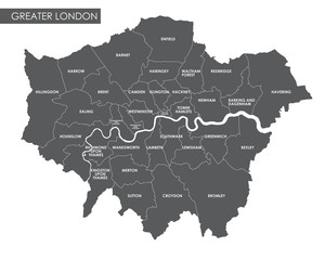 Obraz premium Mapa administracyjna wektor Wielki Londyn