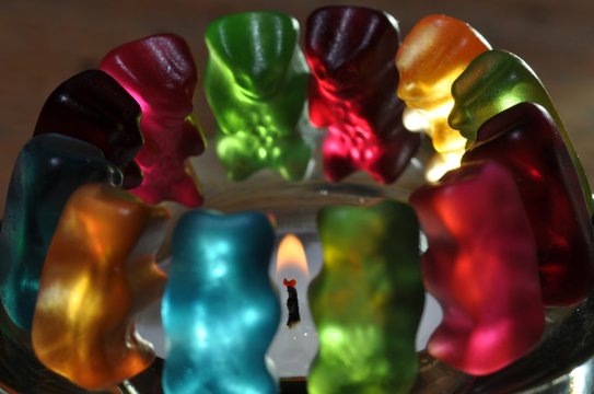 Gummib&auml;ren am Lagerfeuer