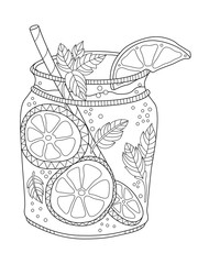 Lemonade adult coloring page in zentangle style - 121835893