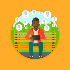 Man surfing in the social network.