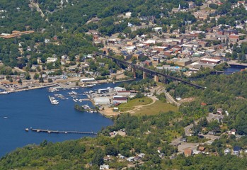 aerial view of Parry Sound, Ontario Canada