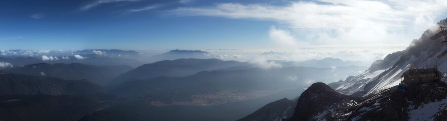 Mountain landscape in Jade Dragon Snow Mountain (Yulong Snow Mountain) located at Lijiang, Yunnan, China.