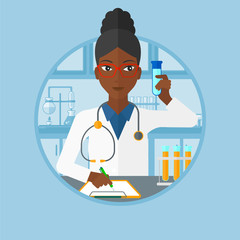 Laboratory assistant working vector illustration.