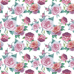 Wildflower rose flower pattern in a watercolor style isolated. Full name of the plant: rose, platyrhodon, rosa. Aquarelle flower could be used for background, texture, pattern, frame or border.