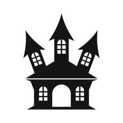 Halloween or witch castle icon in simple style on a white background vector illustration