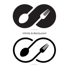 Infinity & restaurant icon.Food & infinity icon.Fork & spoon 