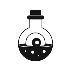 Bottle with potion and eye icon in simple style on a white background vector illustration