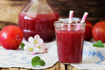 Plum juice in a glass