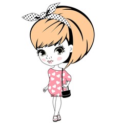 Девочка в стиле ретро