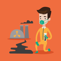 Laboratory assistant with test tube.